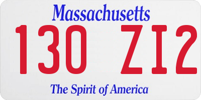 MA license plate 130ZI2