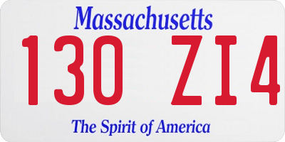 MA license plate 130ZI4