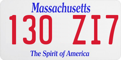 MA license plate 130ZI7