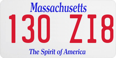MA license plate 130ZI8