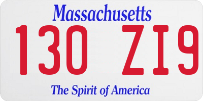 MA license plate 130ZI9