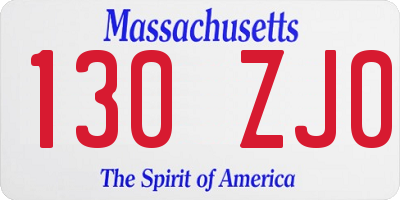 MA license plate 130ZJ0