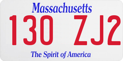 MA license plate 130ZJ2