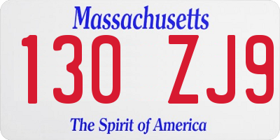 MA license plate 130ZJ9