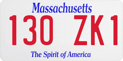 MA license plate 130ZK1
