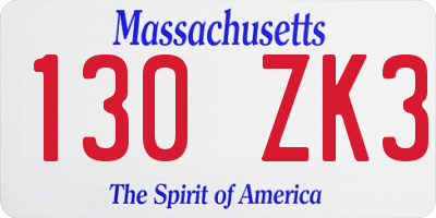 MA license plate 130ZK3
