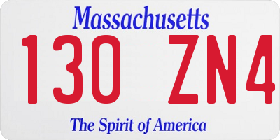 MA license plate 130ZN4