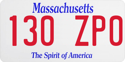 MA license plate 130ZP0