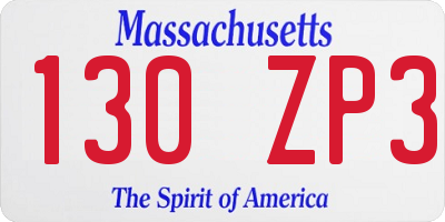 MA license plate 130ZP3
