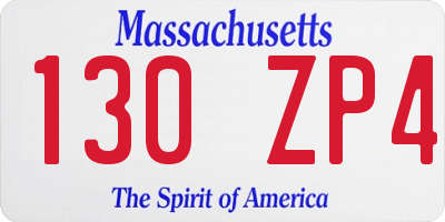 MA license plate 130ZP4