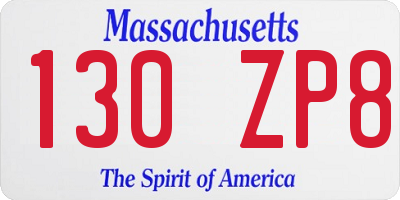 MA license plate 130ZP8