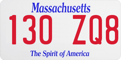 MA license plate 130ZQ8
