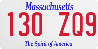 MA license plate 130ZQ9