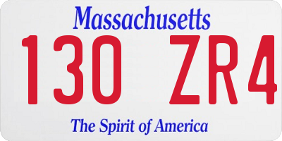 MA license plate 130ZR4
