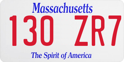 MA license plate 130ZR7
