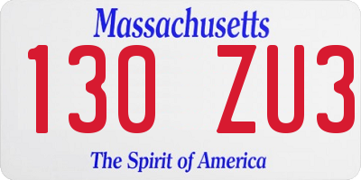 MA license plate 130ZU3