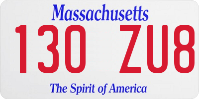 MA license plate 130ZU8