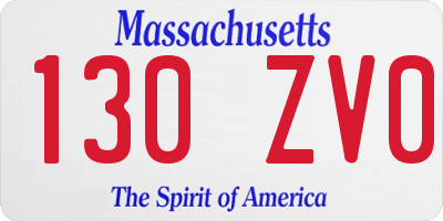 MA license plate 130ZV0