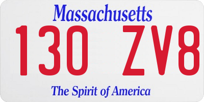 MA license plate 130ZV8