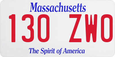 MA license plate 130ZW0