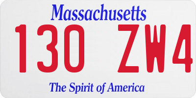 MA license plate 130ZW4
