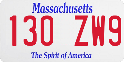 MA license plate 130ZW9