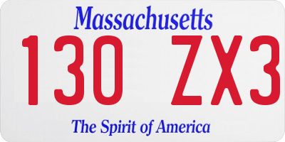 MA license plate 130ZX3