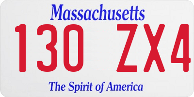 MA license plate 130ZX4