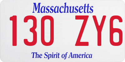 MA license plate 130ZY6