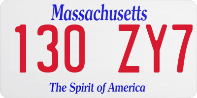 MA license plate 130ZY7