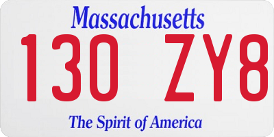 MA license plate 130ZY8