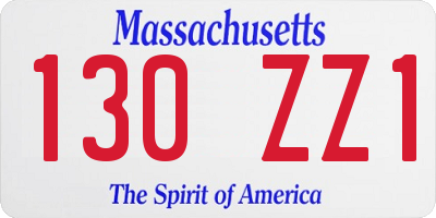 MA license plate 130ZZ1