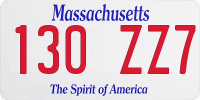 MA license plate 130ZZ7