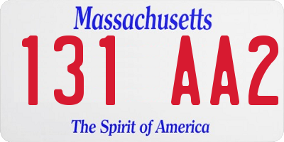 MA license plate 131AA2