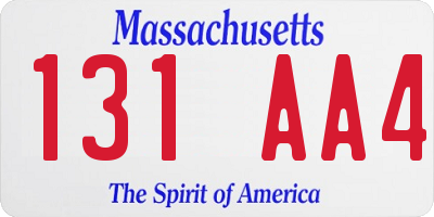 MA license plate 131AA4