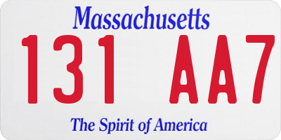 MA license plate 131AA7