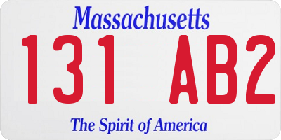 MA license plate 131AB2