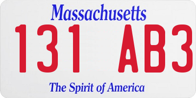 MA license plate 131AB3