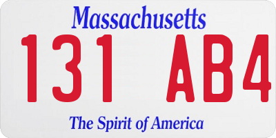 MA license plate 131AB4