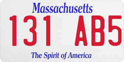 MA license plate 131AB5