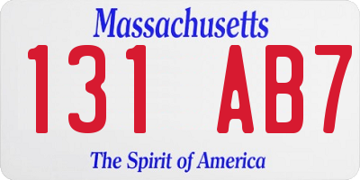 MA license plate 131AB7
