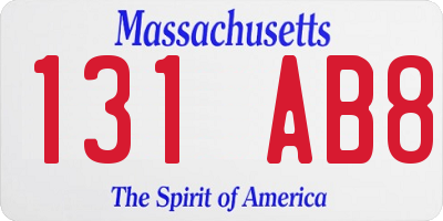 MA license plate 131AB8