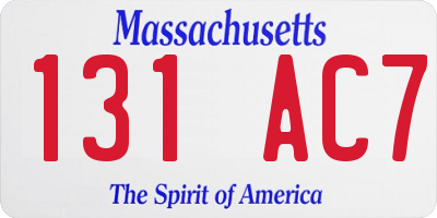 MA license plate 131AC7