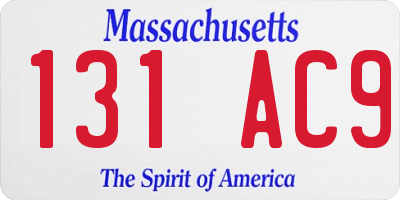 MA license plate 131AC9