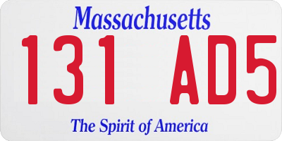 MA license plate 131AD5