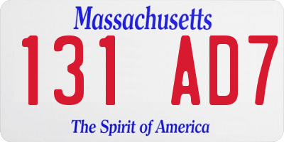 MA license plate 131AD7