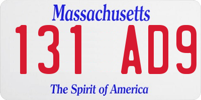 MA license plate 131AD9