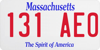 MA license plate 131AE0