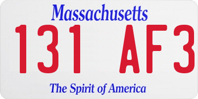 MA license plate 131AF3