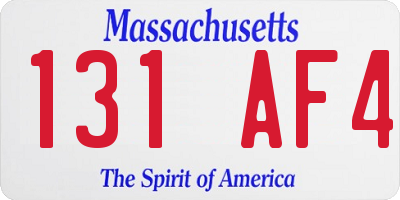 MA license plate 131AF4